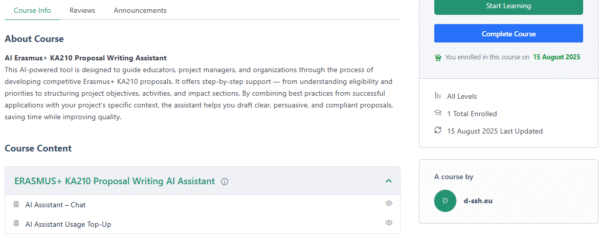 ERASMUS KA210 AI Proposal Writing Assistant