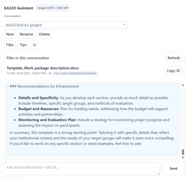 ERASMUS KA220 AI Proposal Writing Assistant